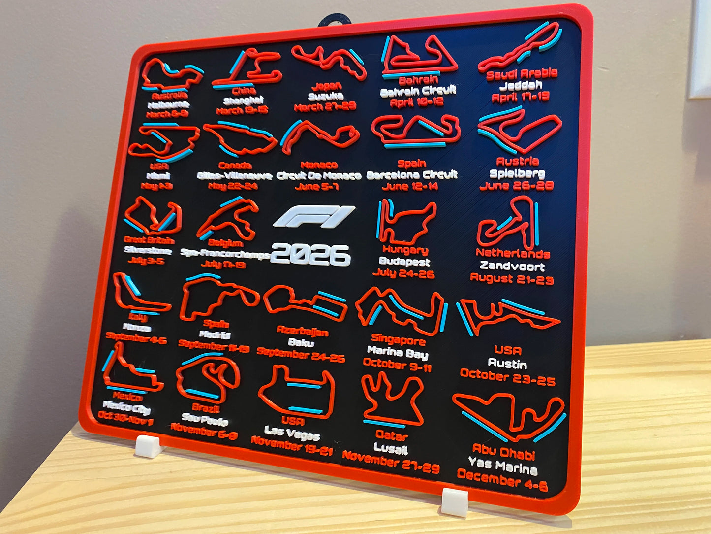 F1 2026 Race Calendar 3D Circuit Board