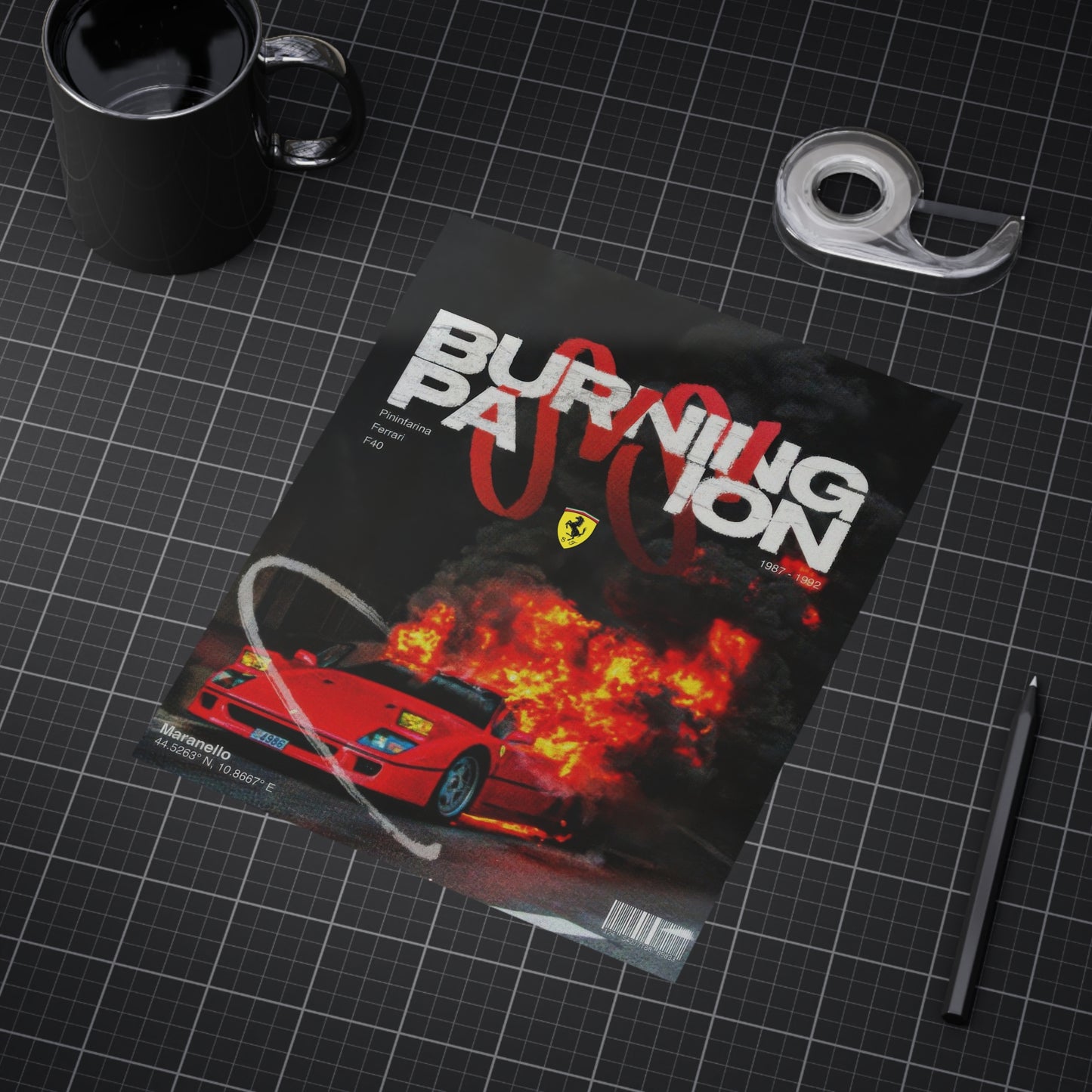 Ferrari F40 Burning Passion - Vinyl Poster
