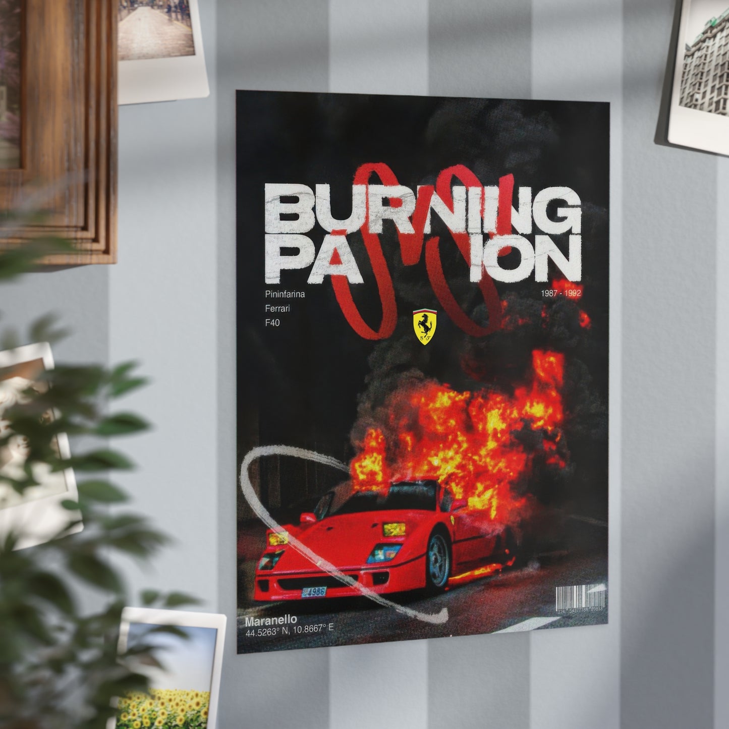 Ferrari F40 Burning Passion - Vinyl Poster
