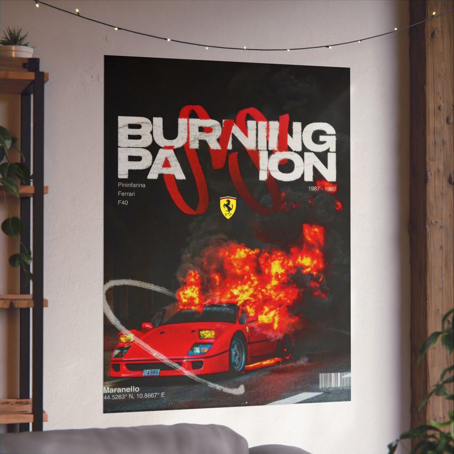 Ferrari F40 Burning Passion - Vinyl Poster