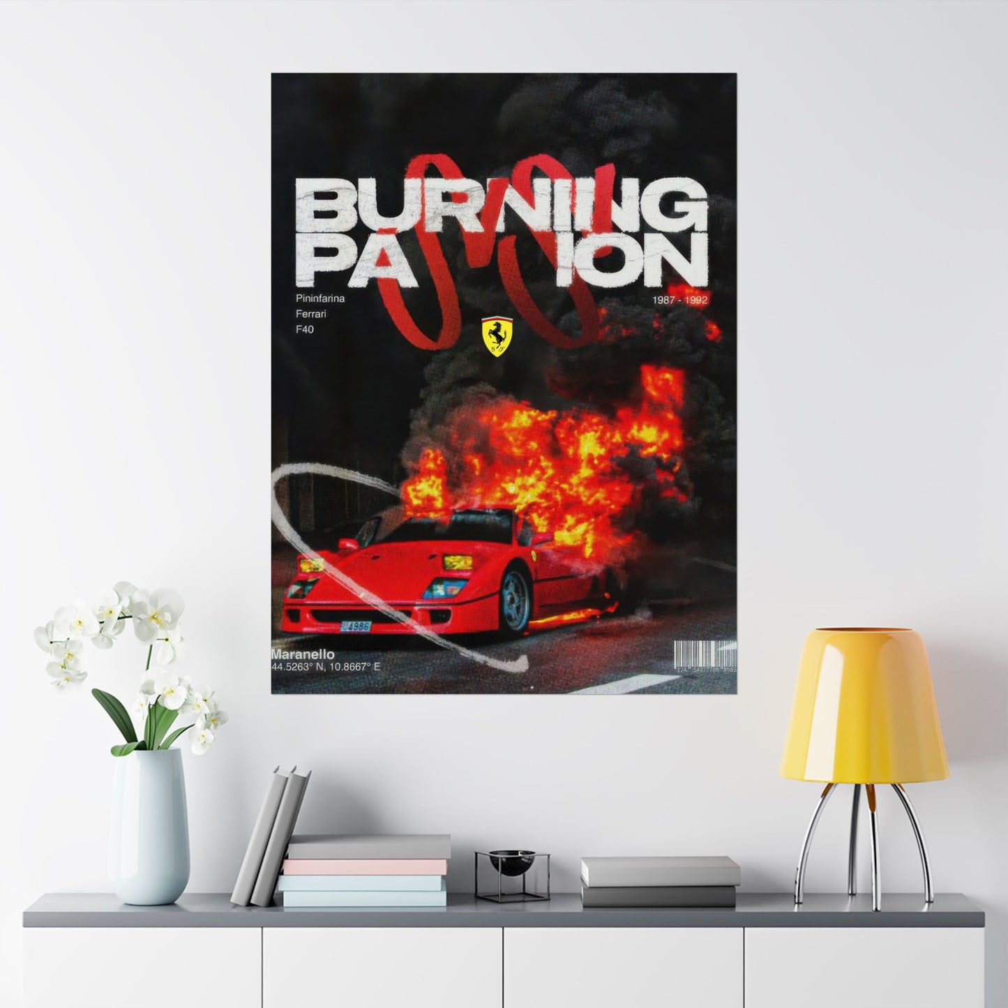 Ferrari F40 Burning Passion - Vinyl Poster