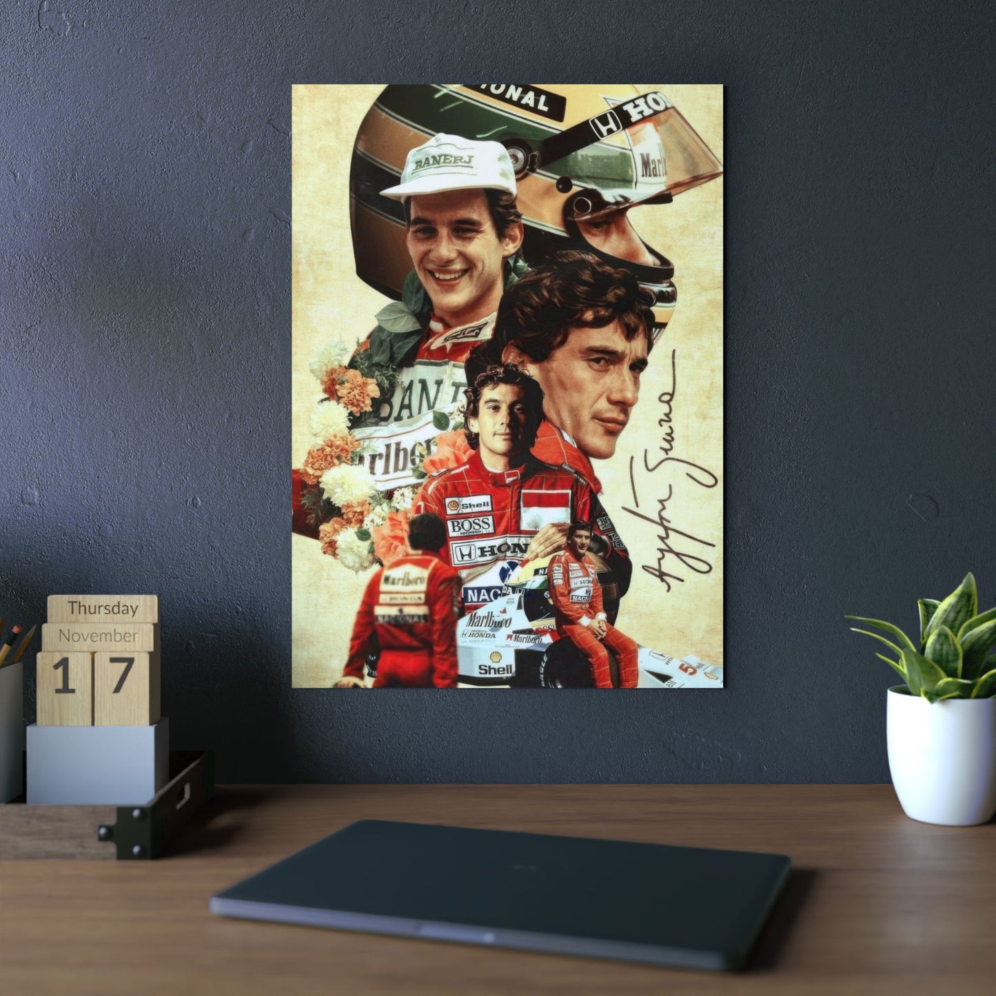 Old School Senna - Metal Poster