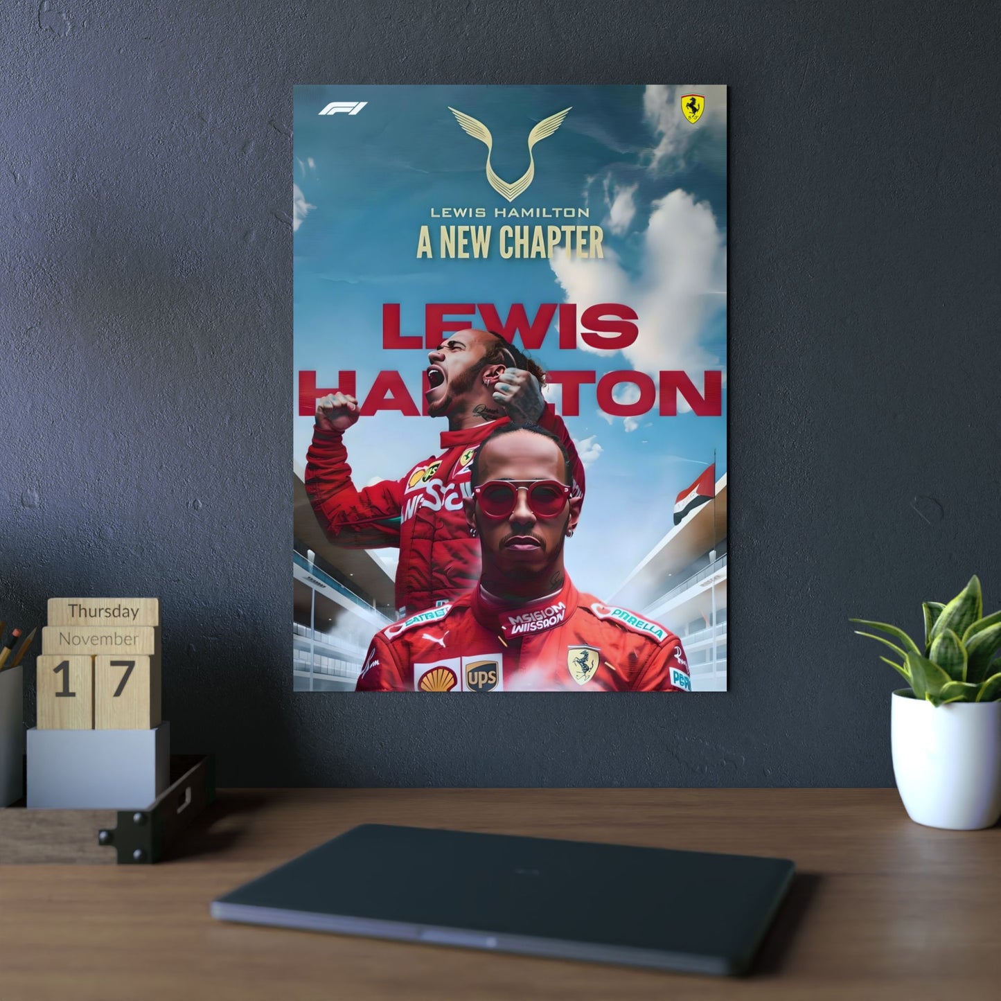 Hamilton x Ferrari - Metal Poster