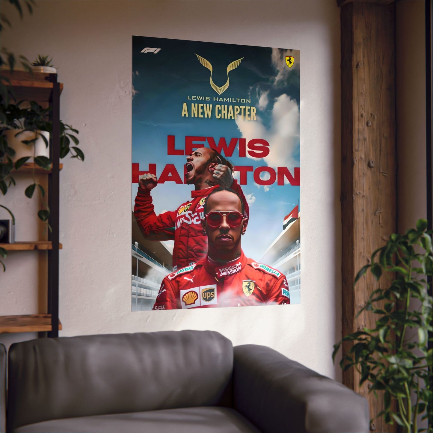 Hamilton x Ferrari - Vinyl Poster