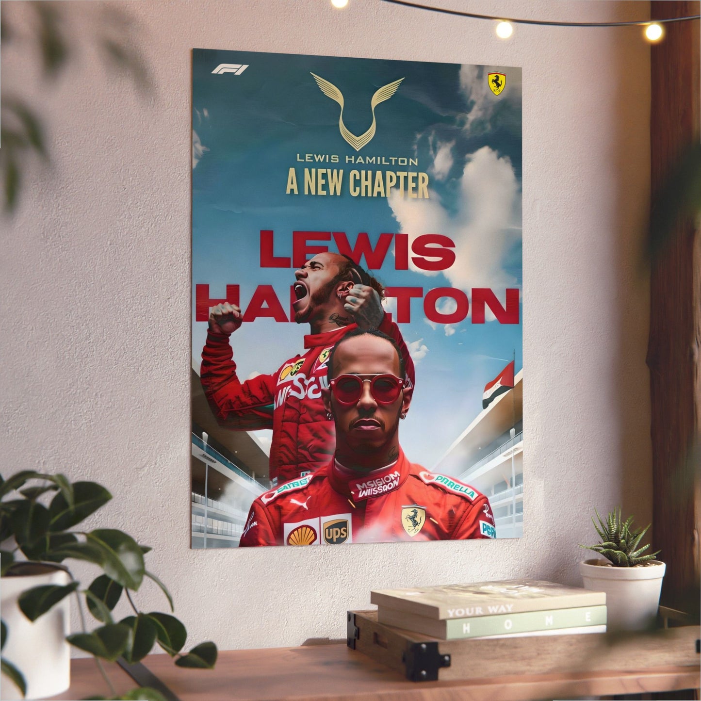 Hamilton x Ferrari - Metal Poster