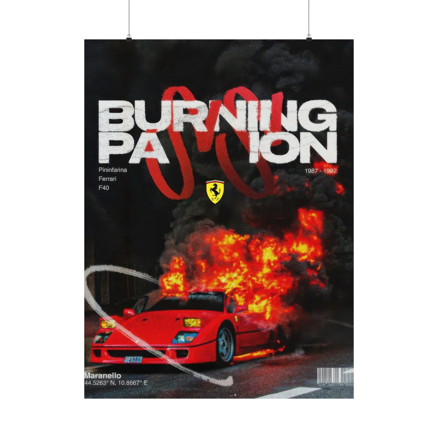 Ferrari F40 Burning Passion - Vinyl Poster