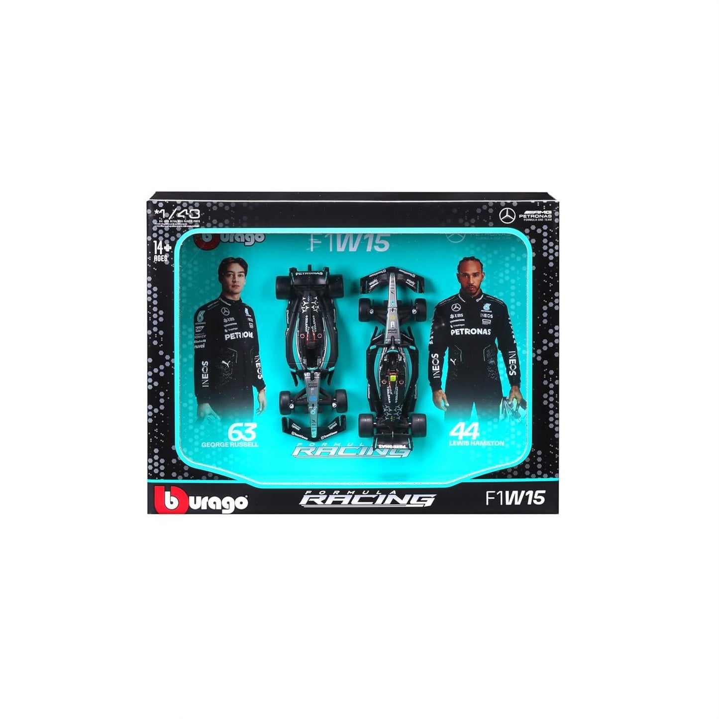 2024 Mercedes-AMG W15 set of 2 cars 1:43 diecast scale models (Bburagp Brand)
