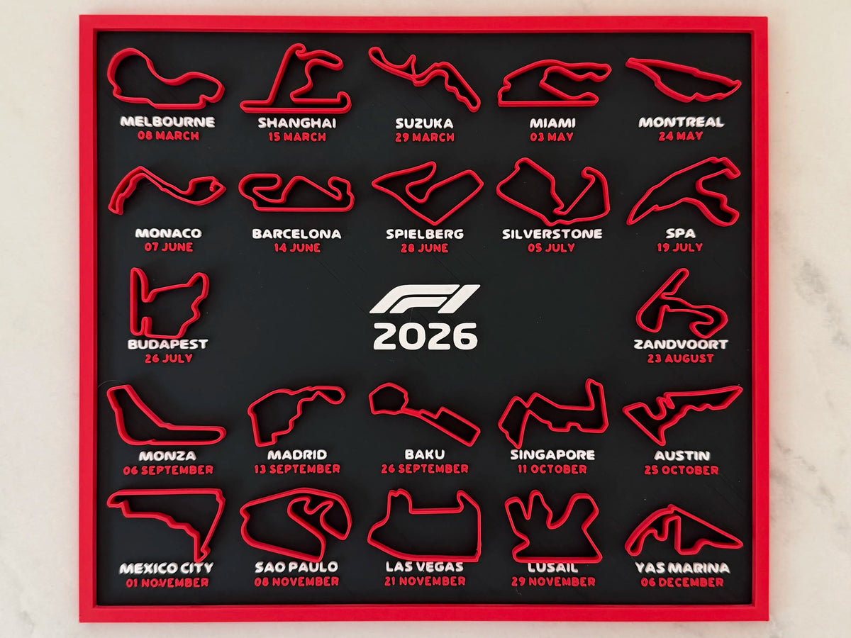 F1 2026 Race Calendar Circuit Board - 3D Print