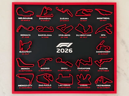 F1 2026 Race Calendar Circuit Board - 3D Print
