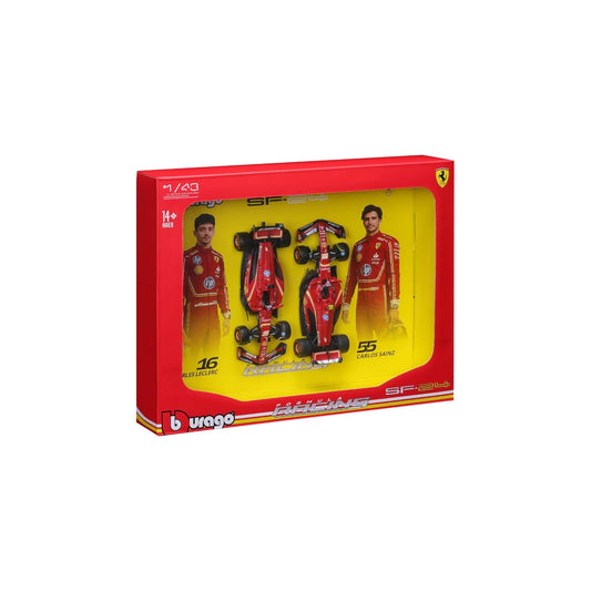 2024 Ferrari SF-24 set of 2 cars 1:43 diecast scale models (Bburagp Brand)
