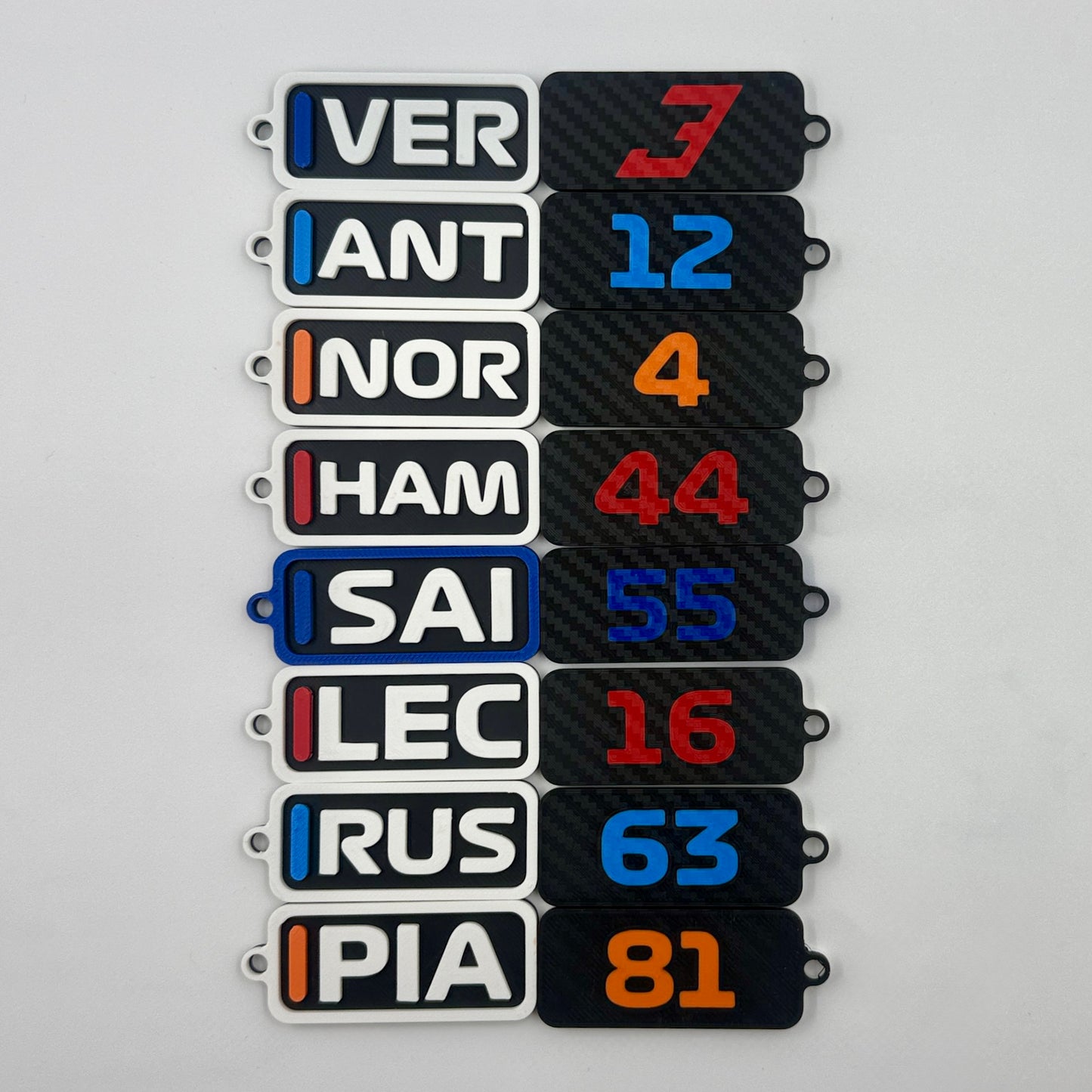 F1 Driver Tag Keychains