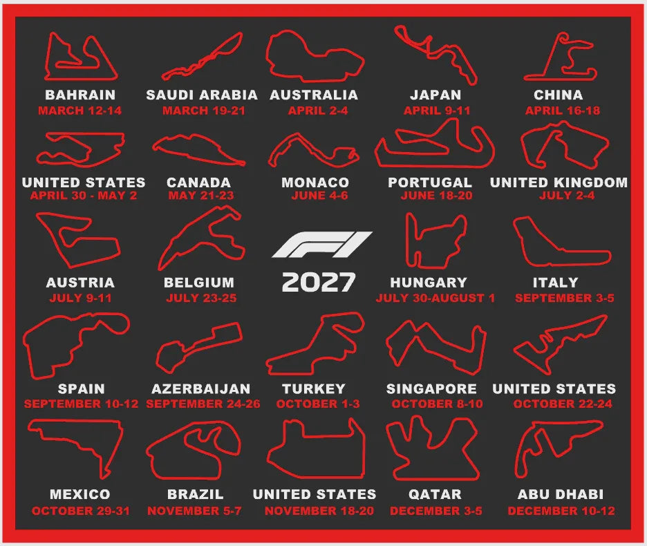 F1 2027 Race Calendar Circuit Board - 3D Print