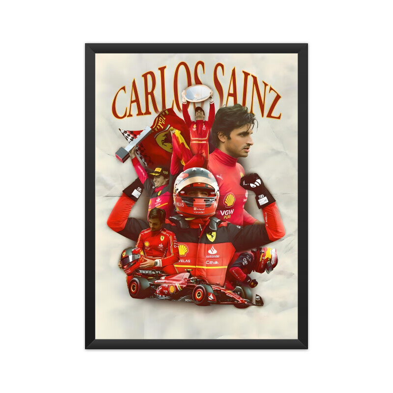 Carlos & Ferrari - Art Poster - A4 Framed - Black