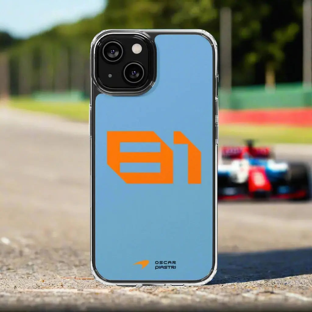 F1 iPhone Cover Oscar Piastri #81 on racetrack