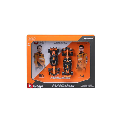 2024 MCLAREN MCL38 set of 2 cars 1:43 diecast scale models (Bburagp Brand)