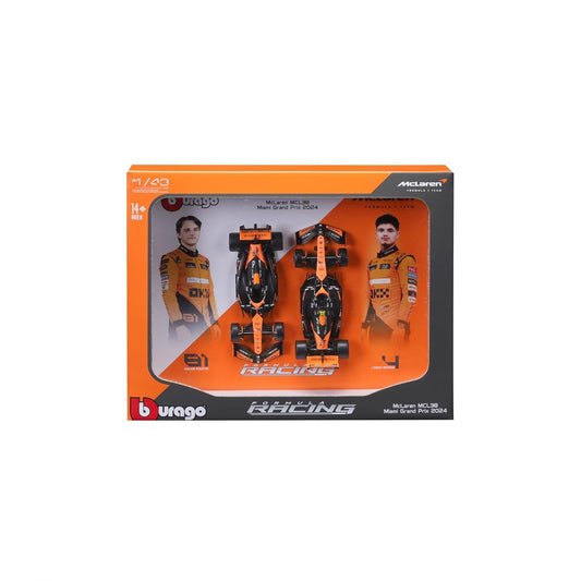 2024 MCLAREN MCL38 set of 2 cars 1:43 diecast scale models (Bburagp Brand)
