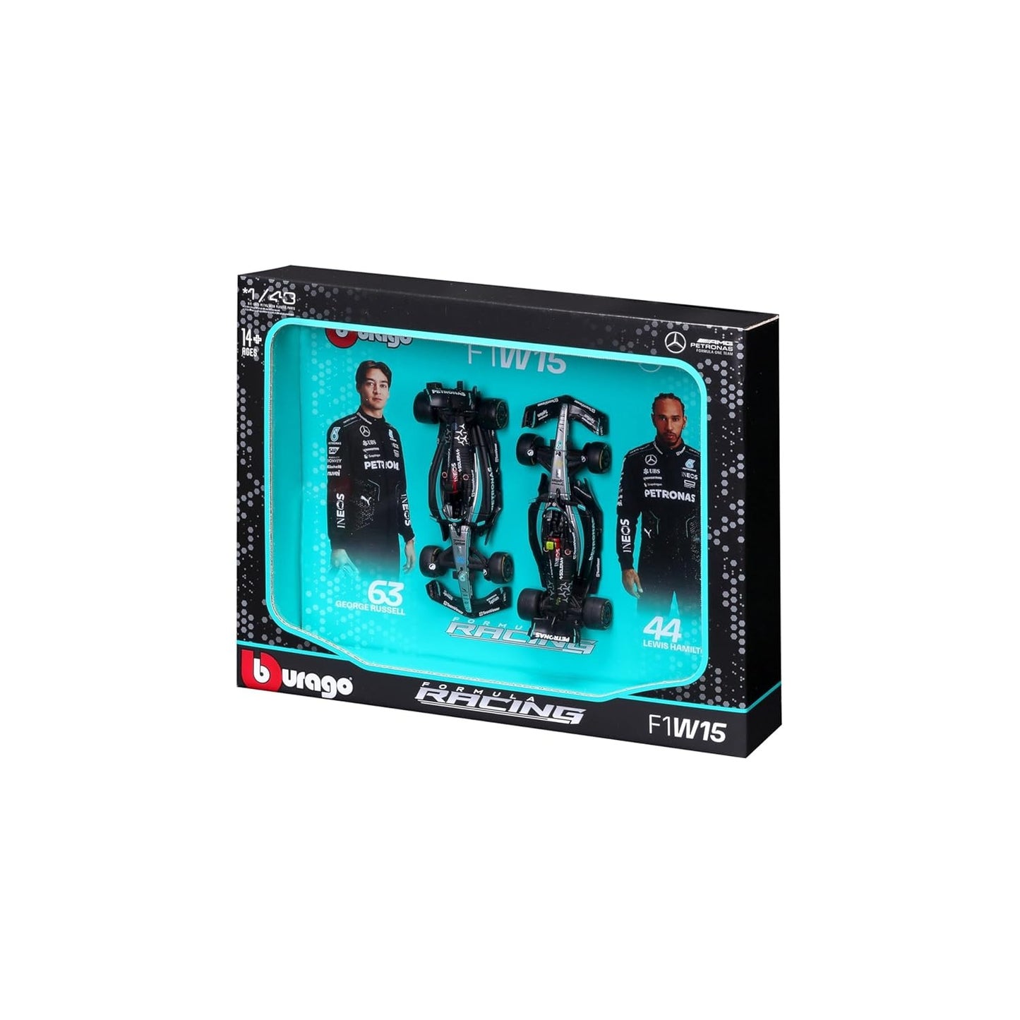 2024 Mercedes-AMG W15 set of 2 cars 1:43 diecast scale models (Bburagp Brand)