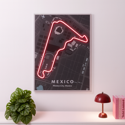 Mexico City Grand Prix F1 Circuit Map – LED Neon Wall Art Neonsignsindia