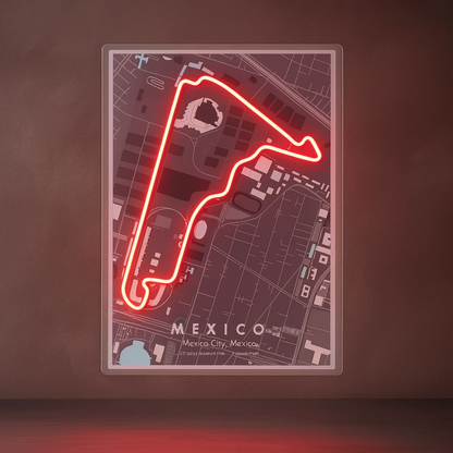 Mexico City Grand Prix F1 Circuit Map – LED Neon Wall Art Neonsignsindia