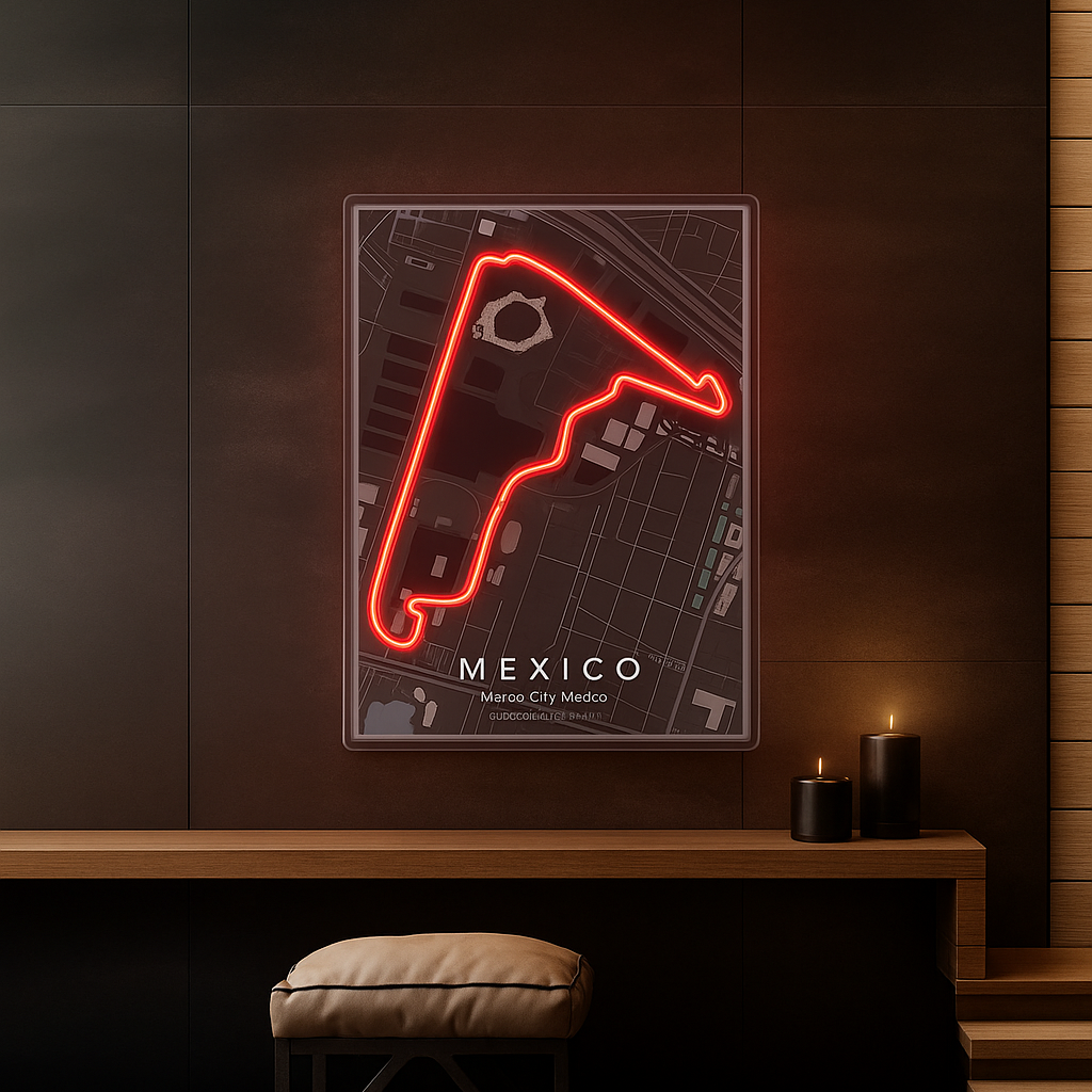 Mexico City Grand Prix F1 Circuit Map – LED Neon Wall Art Neonsignsindia