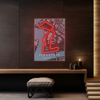 Singapore Marina Bay Street F1 Circuit LED Neon Wall Art – Racing Track Map Glow Sign Neonsignsindia